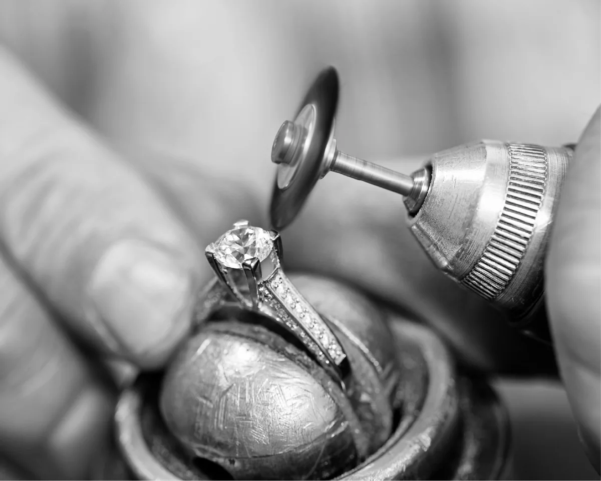 Goldsmith's hand, engraving in progress