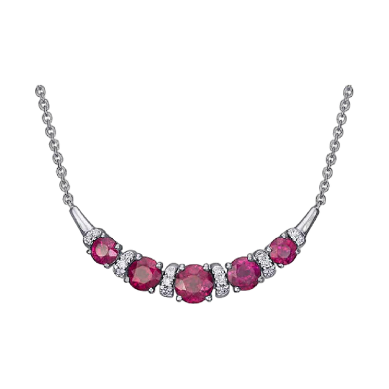 Ruby and Diamond Curved Bar Necklace