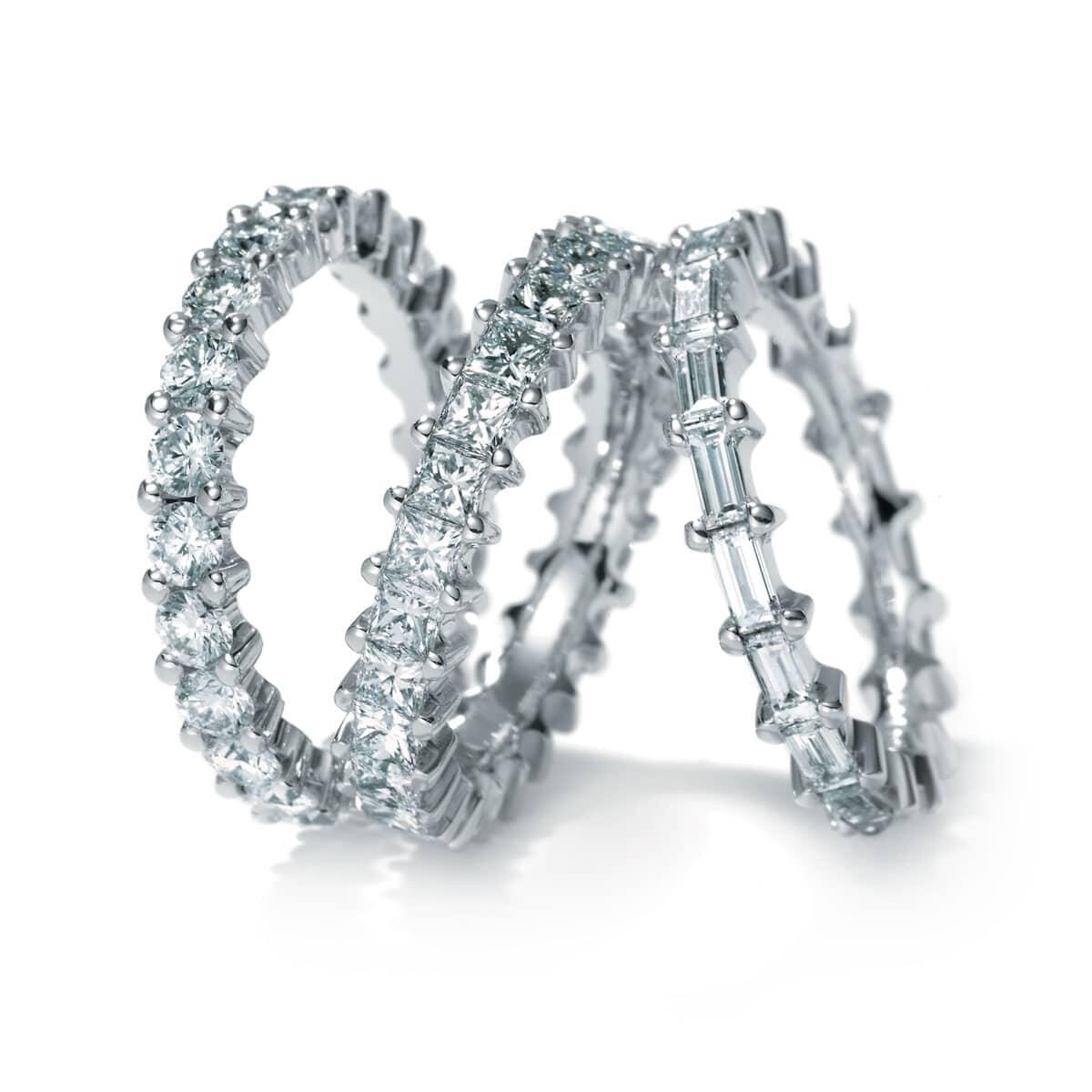 Unique and Thin White Diamond Anniversary Ring