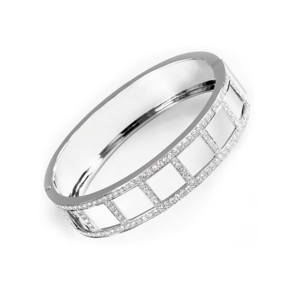 White Gold Bracelet Cuff With White Diamonds