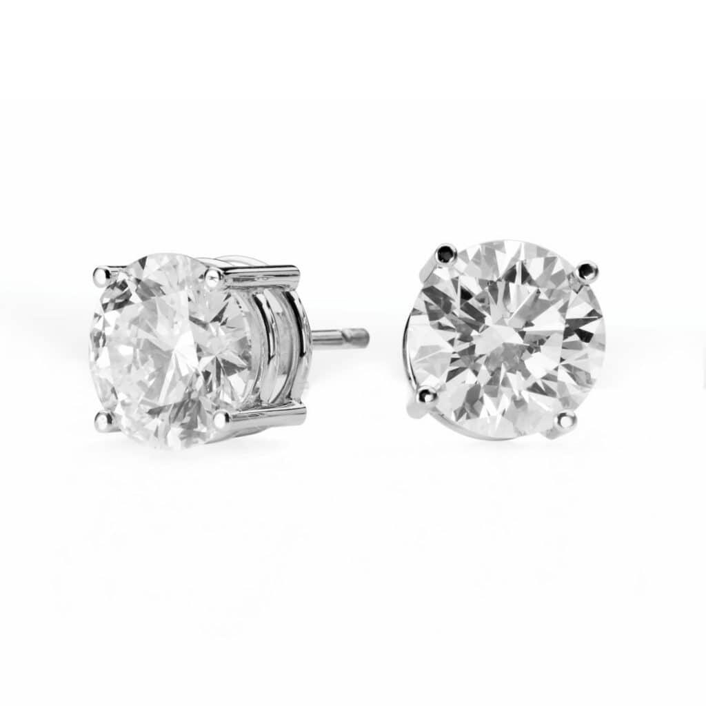White Diamond Stud Earrings